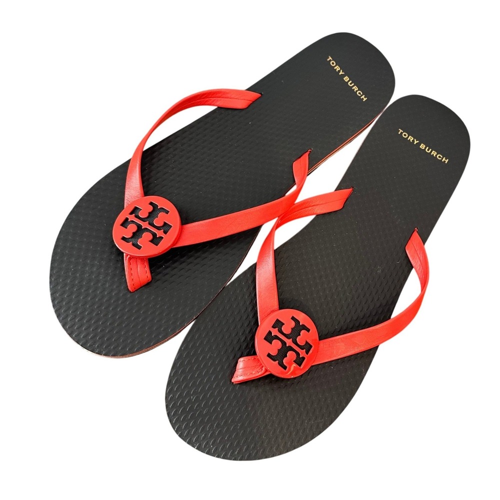 Tory Burch Women Minnie Flip Flop - Red/Orange Medallion‎ Sandals Size 8M
